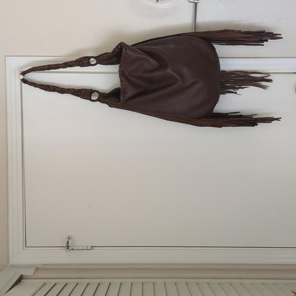 Leather Bohemian Brown Fringe Shoulder Bag - Picture 3 of 6